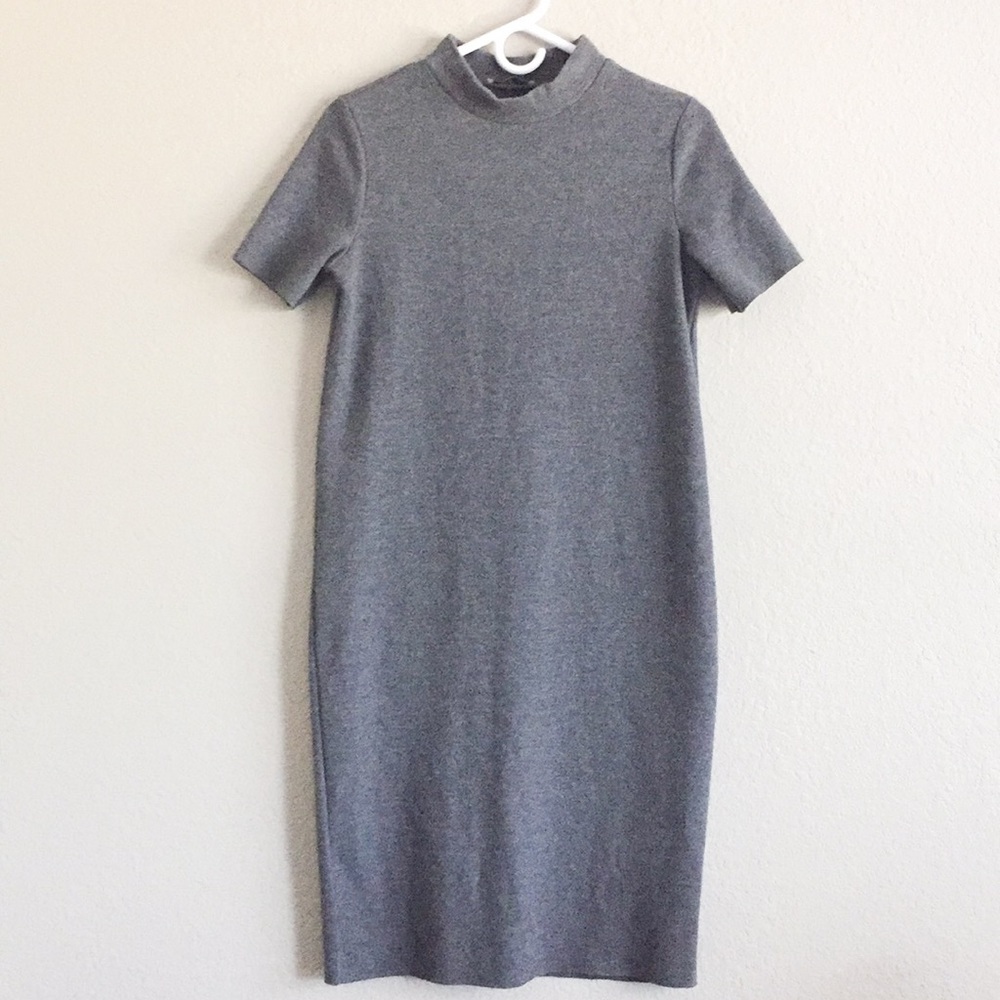 Zara Trafaluc Grey Knit Tunic Sweater Dress